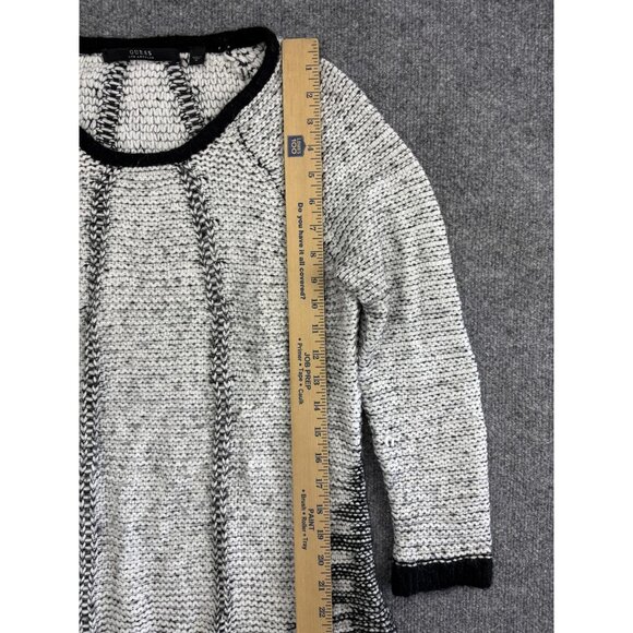 Guess Sweater Womens Medium Gray Black Knit Pullover Long Sleeve High Low Hem - Picture 3 of 7